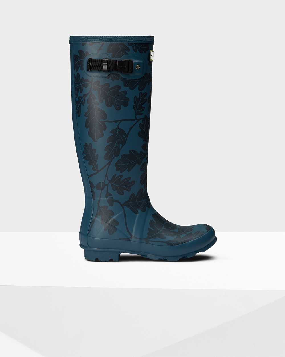 Botas De Agua Mujer - Hunter National Trust Print Norris Field Azules - TKHZQG-703 - Azules